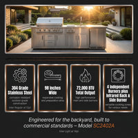 BBQ Island Outdoor Kitchen Kits, 4-Burner 72000 BTU Stainless Steel Modular 98 Inch Natural Gas Outdoor Kitchen Bar Barbecue Island Grill with Refrigerator and Sink for Patio Backyard — Results & Stats